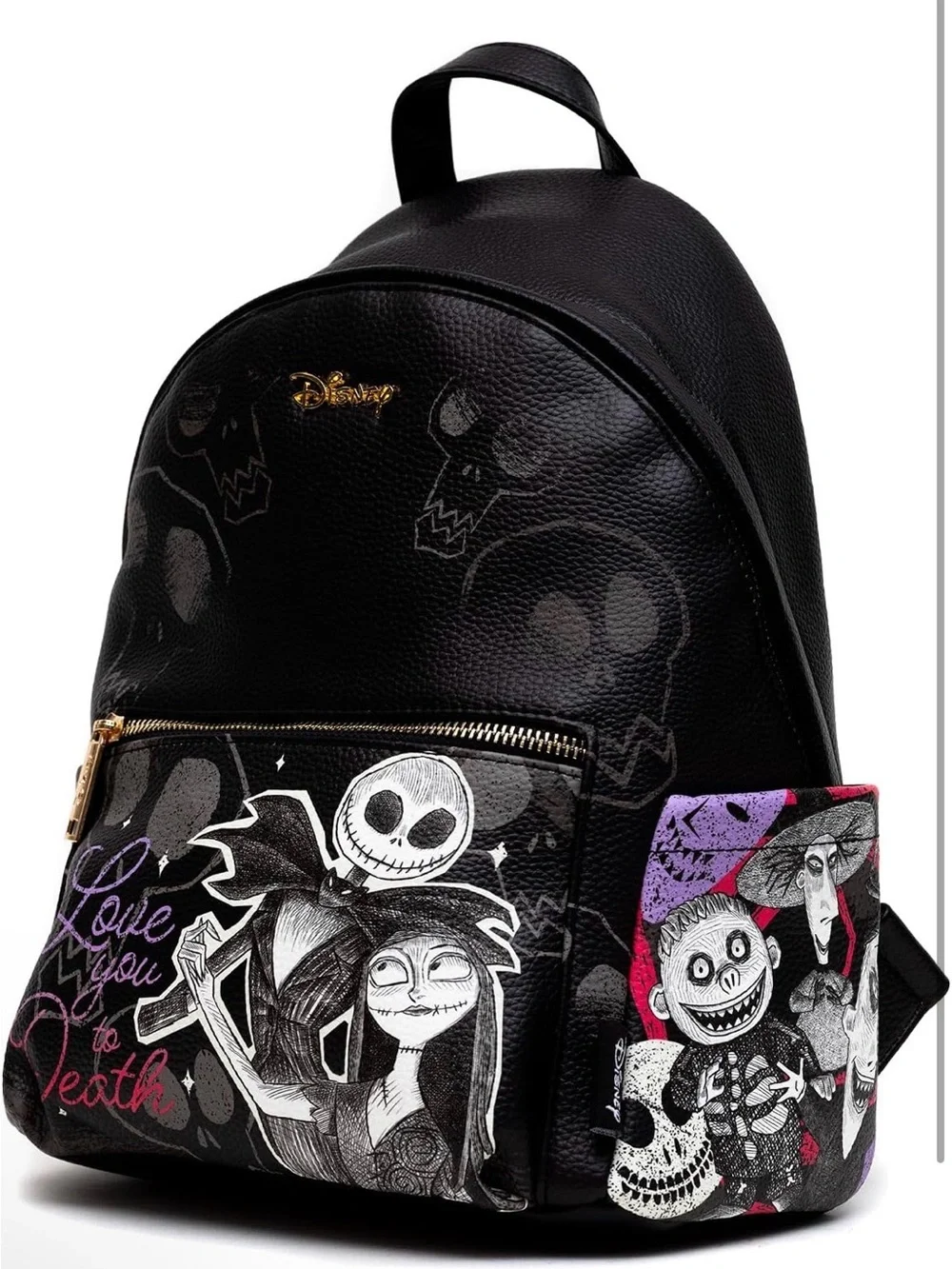 NWT Disney Nightmare Before Christmas Jack and Sally 12” Vegan Leather Backpack